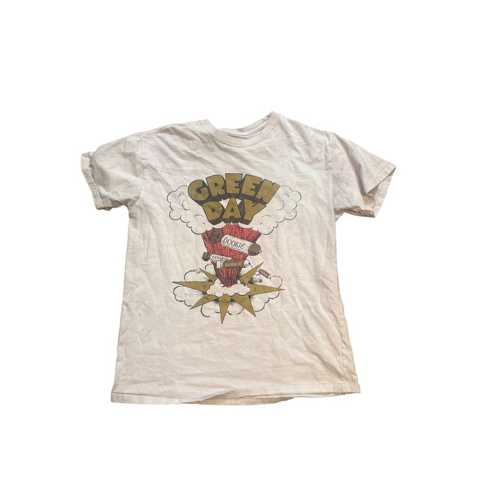 Green Day Dookie Album Graphic T Shirt Mens Small White Punk Rock Band Tee